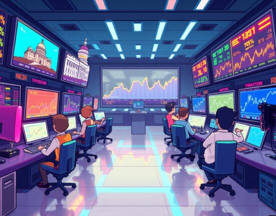 Polymarket prediction market showing high probability of government shutdown resolution with animated trading interface