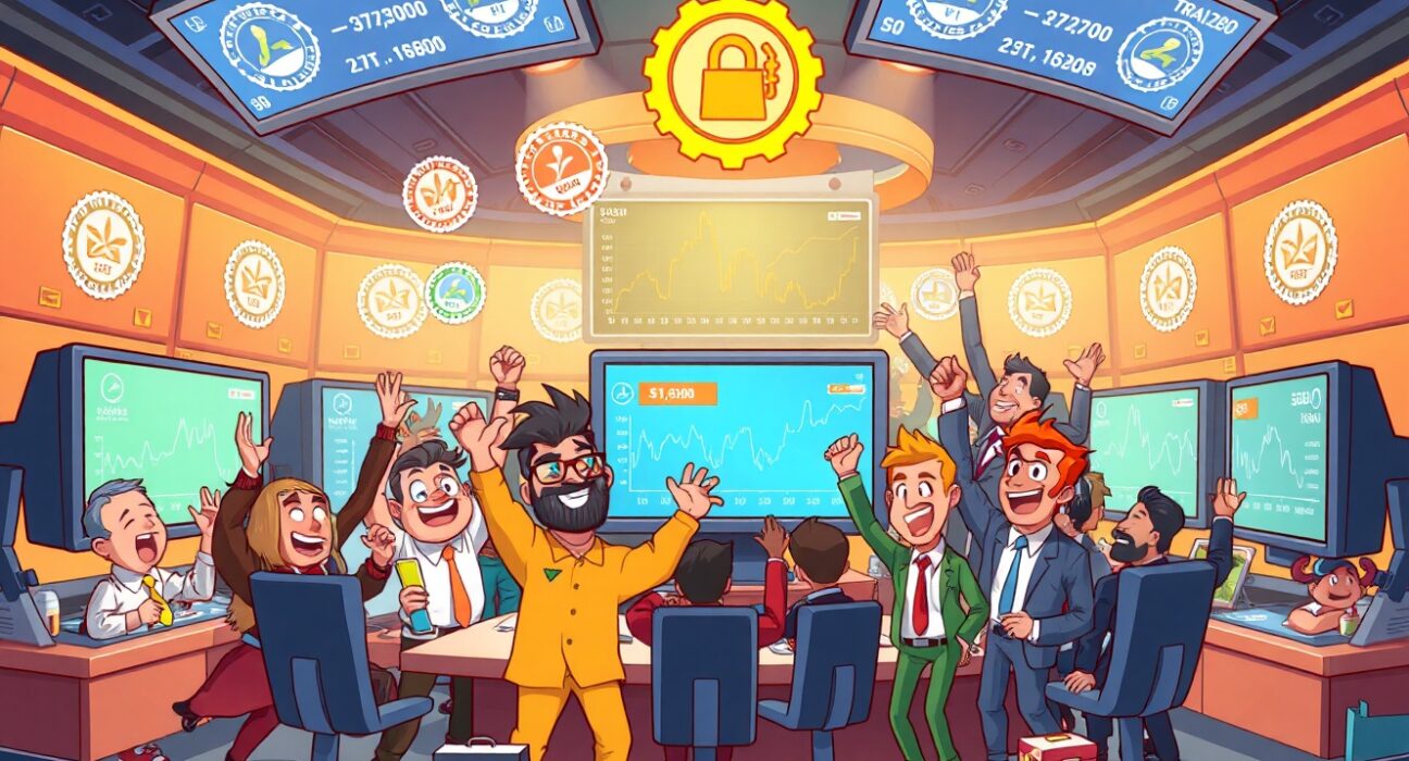 Polymarket regulatory approval celebration in vibrant trading environment