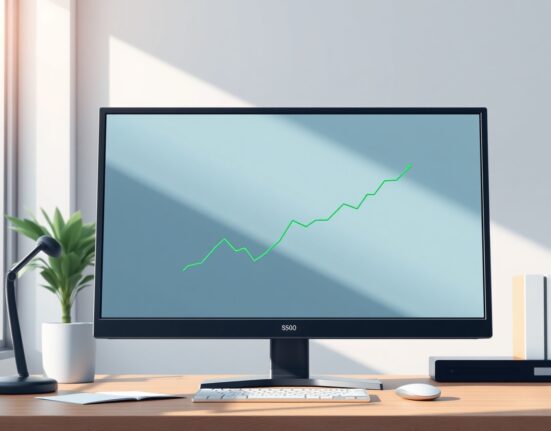 Polymarket S&P 500 betting product announcement represented by a financial graph on a trading