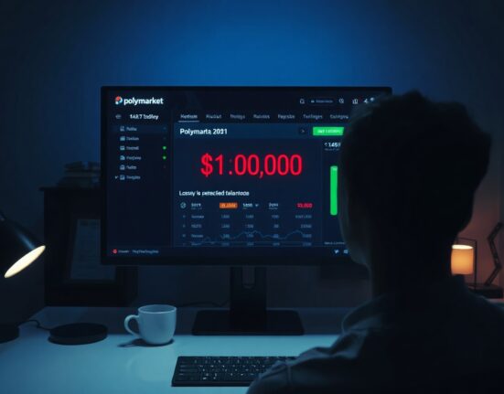 Person staring at Polymarket trading screen showing $1 million loss after Spain vs Cape Verde draw