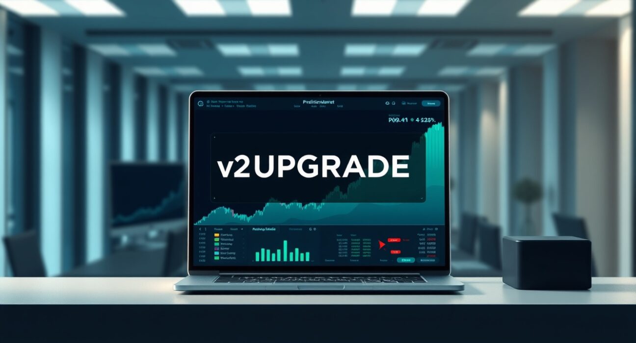 Polymarket v2 upgrade trading suspension announcement on digital trading interface