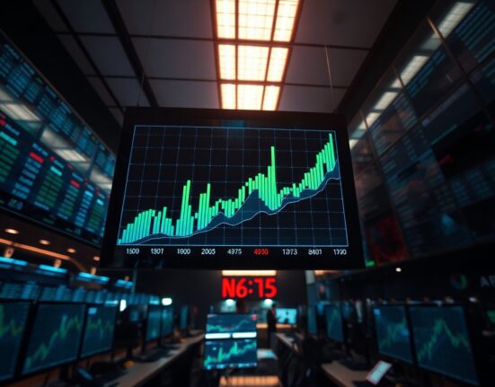 Digital display showing rising trading volume graph on Polymarket during World Cup