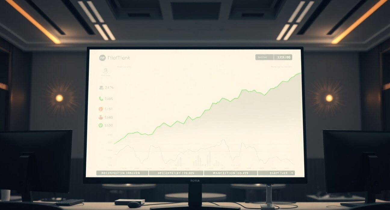 Sleek trading monitor with DeFi network visuals in a professional office setting, representing PopDEX funding news
