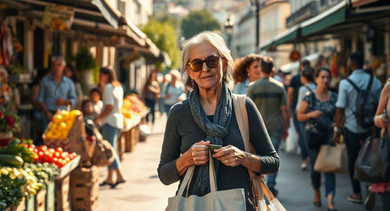 Shoppers in a Lisbon market reflect improved consumer sentiment in August 2025