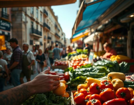 Shoppers at a Lisbon market as Portugal's consumer prices fall in July
