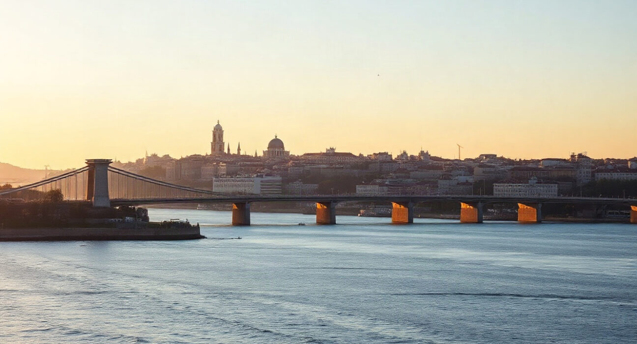 Lisbon skyline and Tagus River at sunset, representing Portugal's economic growth in Q2 2025.