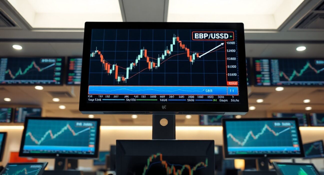 Trading screen showing GBP/USD price rise after weak US jobs report