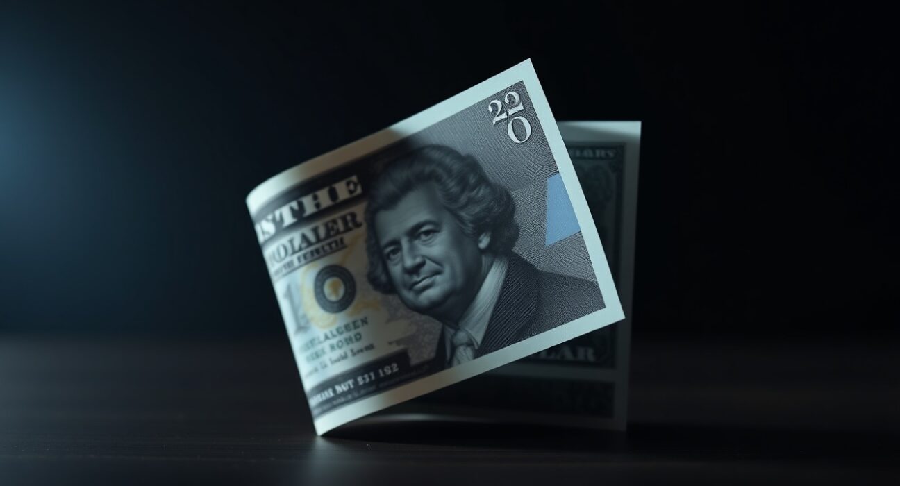 British Pound and US Dollar banknotes overlapping on a dark background, representing currency exchange rate fluctuations.