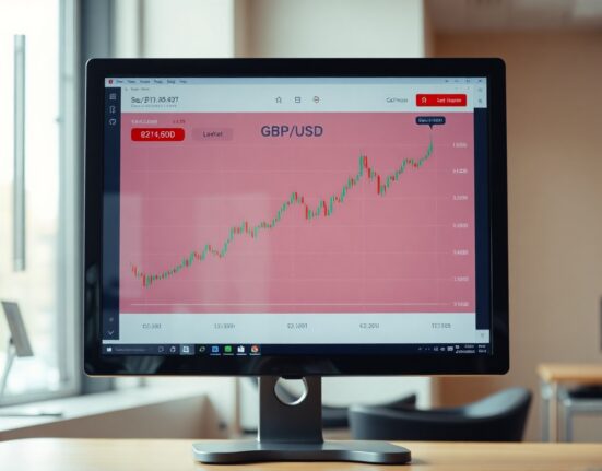 GBP/USD chart showing uptrend on trading screen