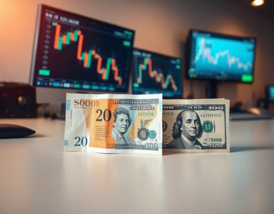 British pound and US dollar banknotes side by side on a desk, representing GBP/USD exchange rate movements after US CPI data.