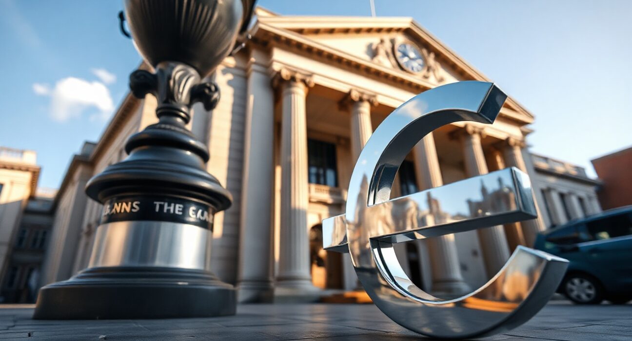 Bank of England building in London on a sunny day, representing UK monetary policy and the British pound.