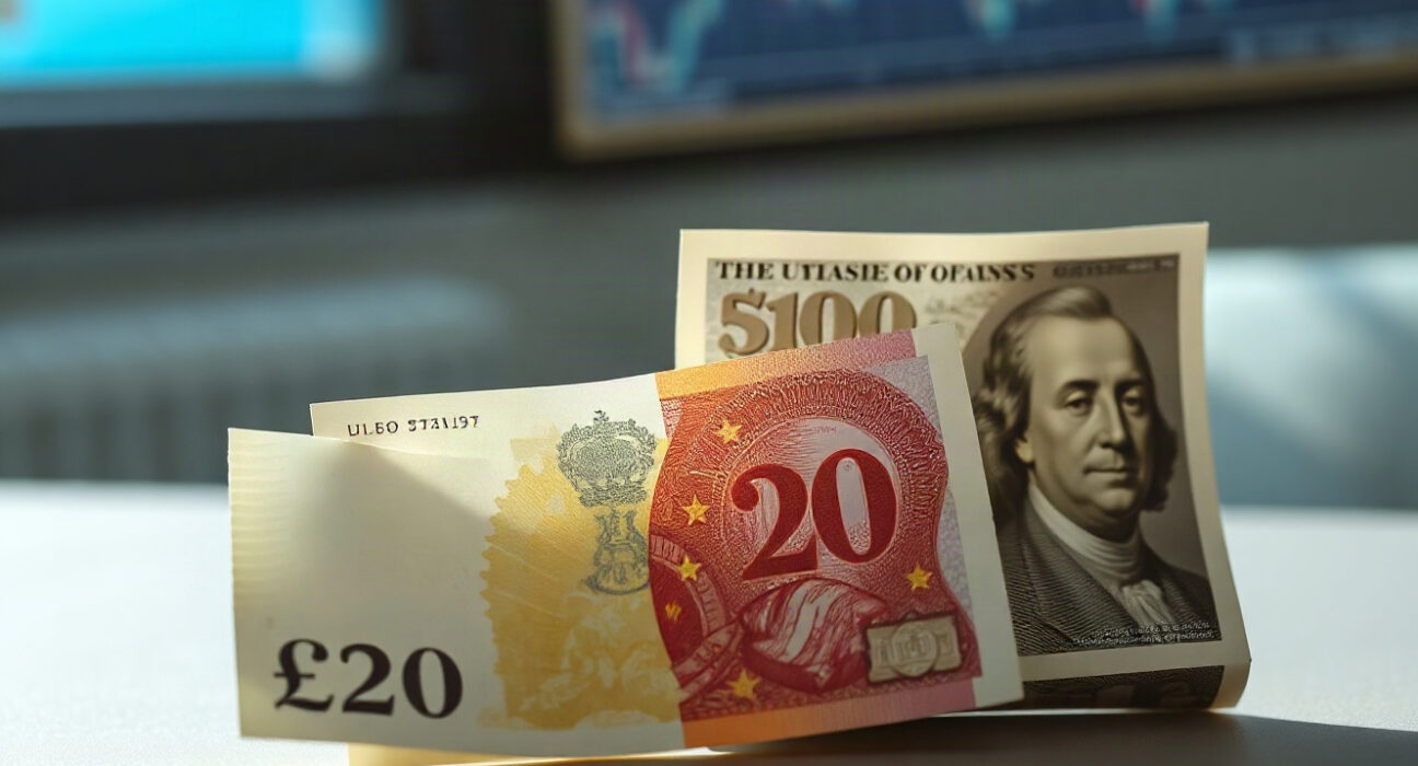 British Pound Sterling notes and US Dollar bills side by side on a neutral background