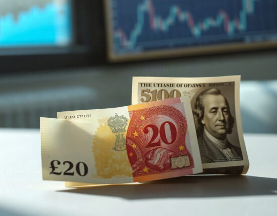 British Pound Sterling notes and US Dollar bills side by side on a neutral background