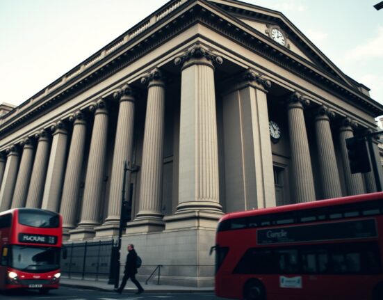Bank of England building in London, symbolizing UK monetary policy and pound sterling market focus