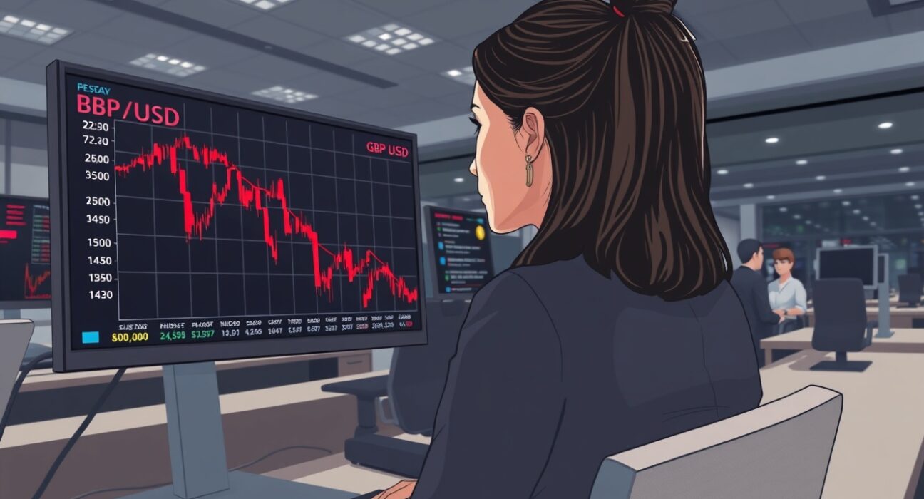 Analyst monitoring the GBP/USD forex pair as the Pound Sterling declines against the US Dollar.