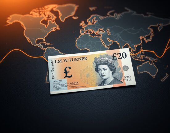 A £20 Pound Sterling banknote representing the currency's strength amidst global uncertainty, including Middle East tensions.