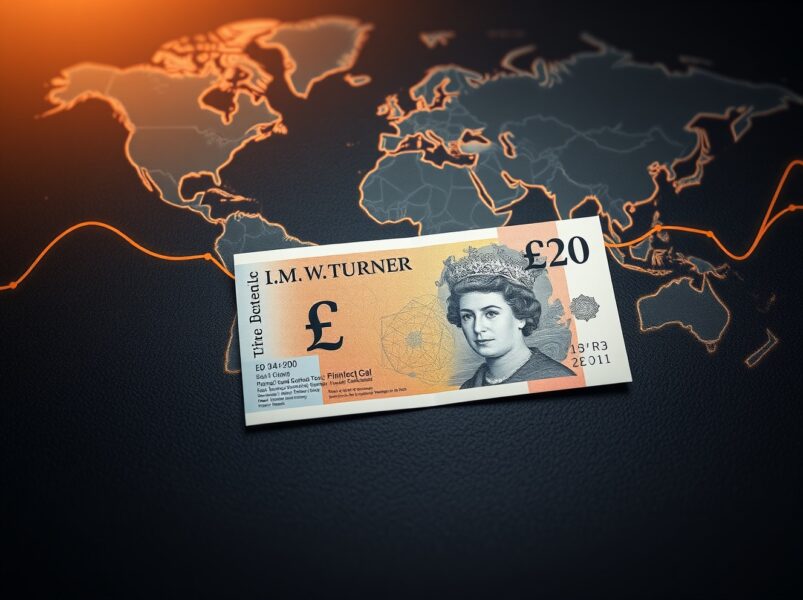 A £20 Pound Sterling banknote representing the currency's strength amidst global uncertainty, including Middle East tensions.