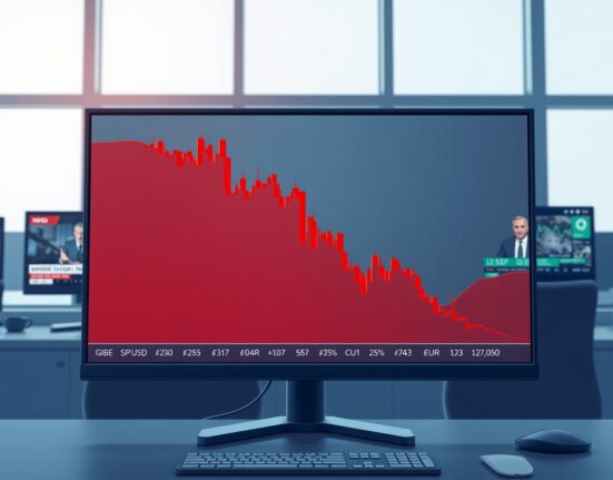 GBP/USD exchange rate chart falling sharply due to Middle East tensions and Bank of England comments.