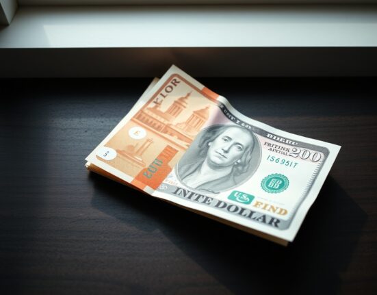 British Pound and US Dollar banknotes on a desk representing GBP/USD forex market reaction to US CPI data.