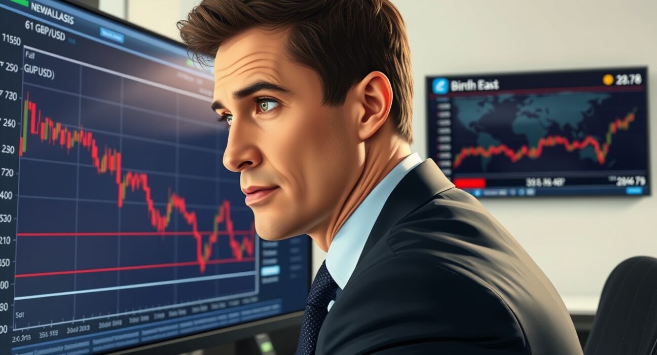 Financial analyst monitoring Pound Sterling decline due to Iran war concerns boosting US Dollar.