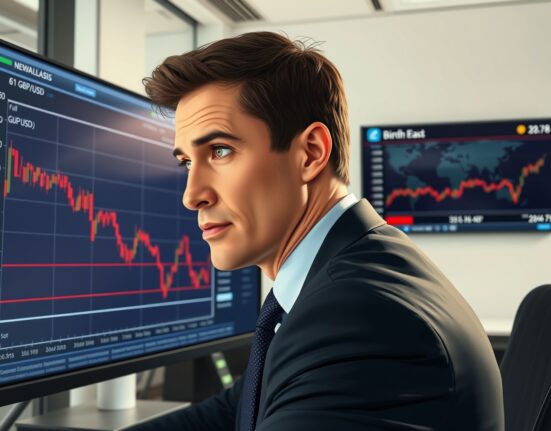 Financial analyst monitoring Pound Sterling decline due to Iran war concerns boosting US Dollar.