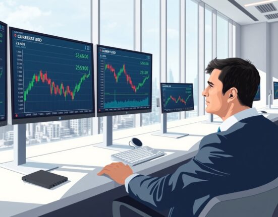 Professional trader analyzing Pound Sterling exchange rates during critical UK economic data week