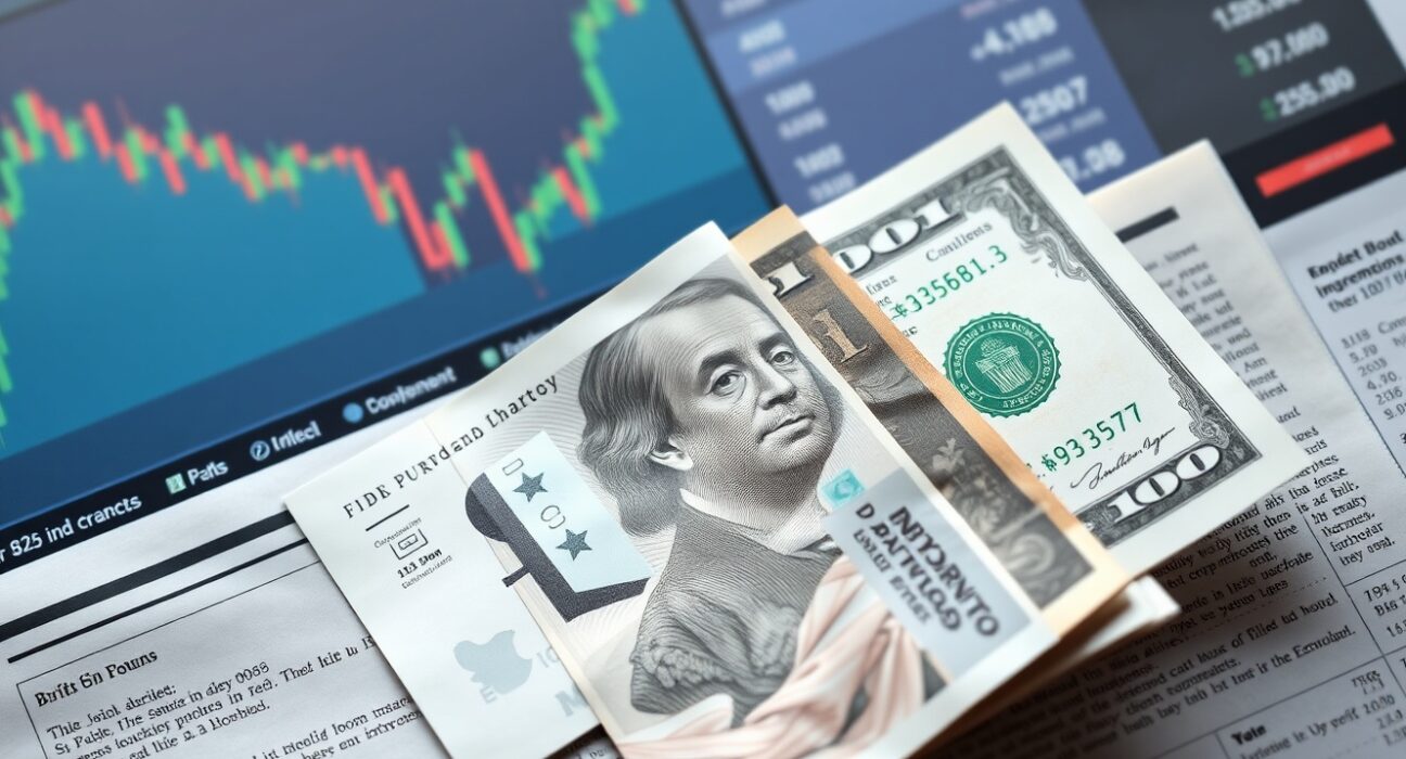 British pound and US dollar banknotes on a financial newspaper, representing forex market reaction to CPI data.