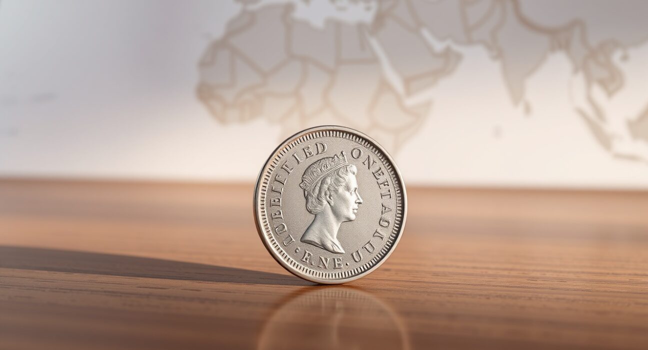 British Pound coin representing currency stability as Middle East geopolitical tensions ease.