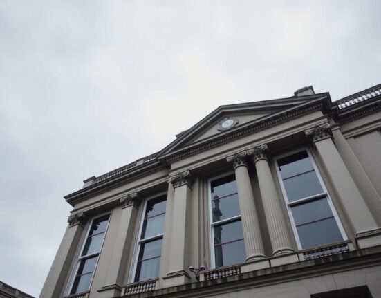 Bank of England building exterior on a cloudy day in London