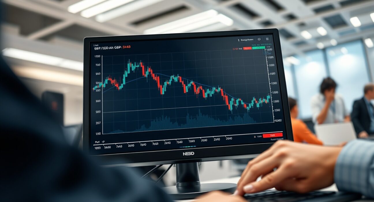 GBP/USD exchange rate chart falling as the dollar firms amid geopolitical tensions.