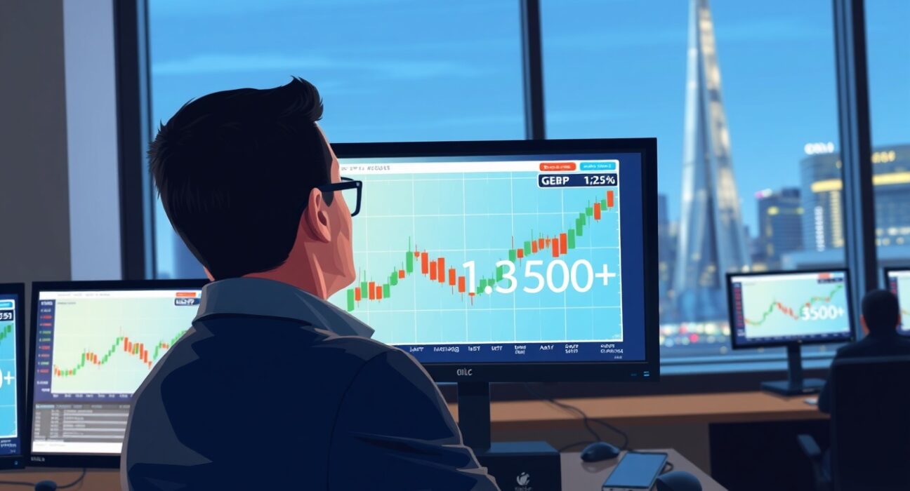 Trader analyzes GBP/USD exchange rate ahead of UK inflation data release impacting Pound Sterling.