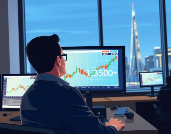 Trader analyzes GBP/USD exchange rate ahead of UK inflation data release impacting Pound Sterling.