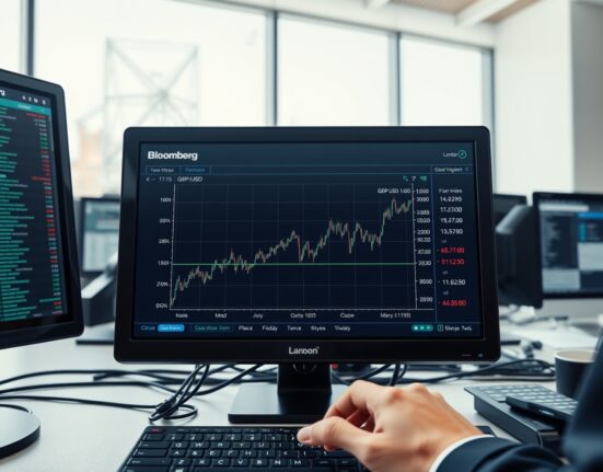 GBP/USD currency chart showing minimal movement after UK Retail Sales data release on trading desk