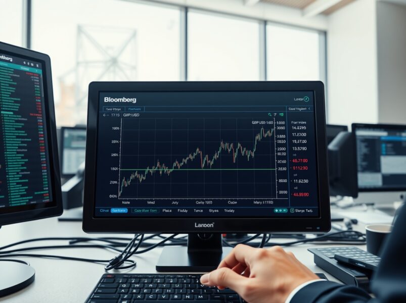 GBP/USD currency chart showing minimal movement after UK Retail Sales data release on trading desk