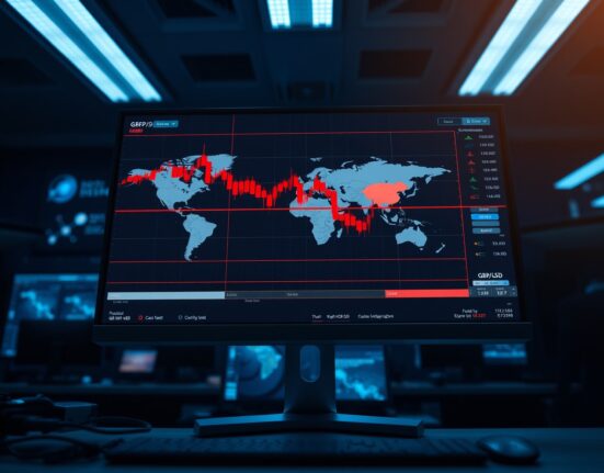 GBP/USD forex chart plunges as Iran denies ceasefire, impacting currency markets.