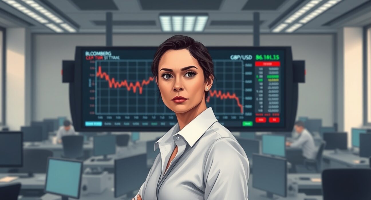 Analyst monitors GBP/USD forex chart as Pound Sterling weakens against the US Dollar.