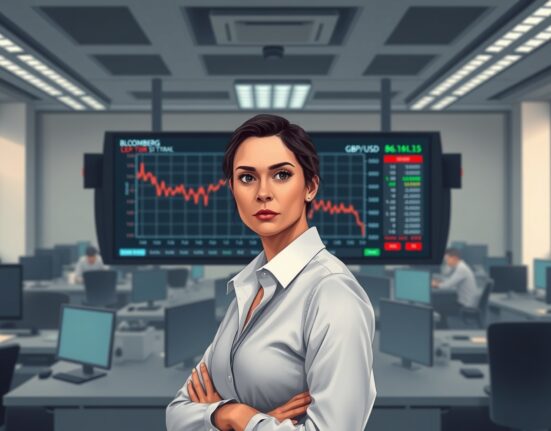 Analyst monitors GBP/USD forex chart as Pound Sterling weakens against the US Dollar.