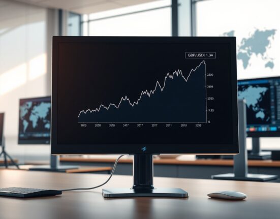 GBP/USD exchange rate chart showing surge above 1.34 following Trump's Iran decision.