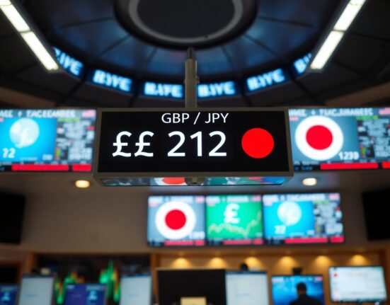GBP/JPY exchange rate at 212.50 on a trading screen