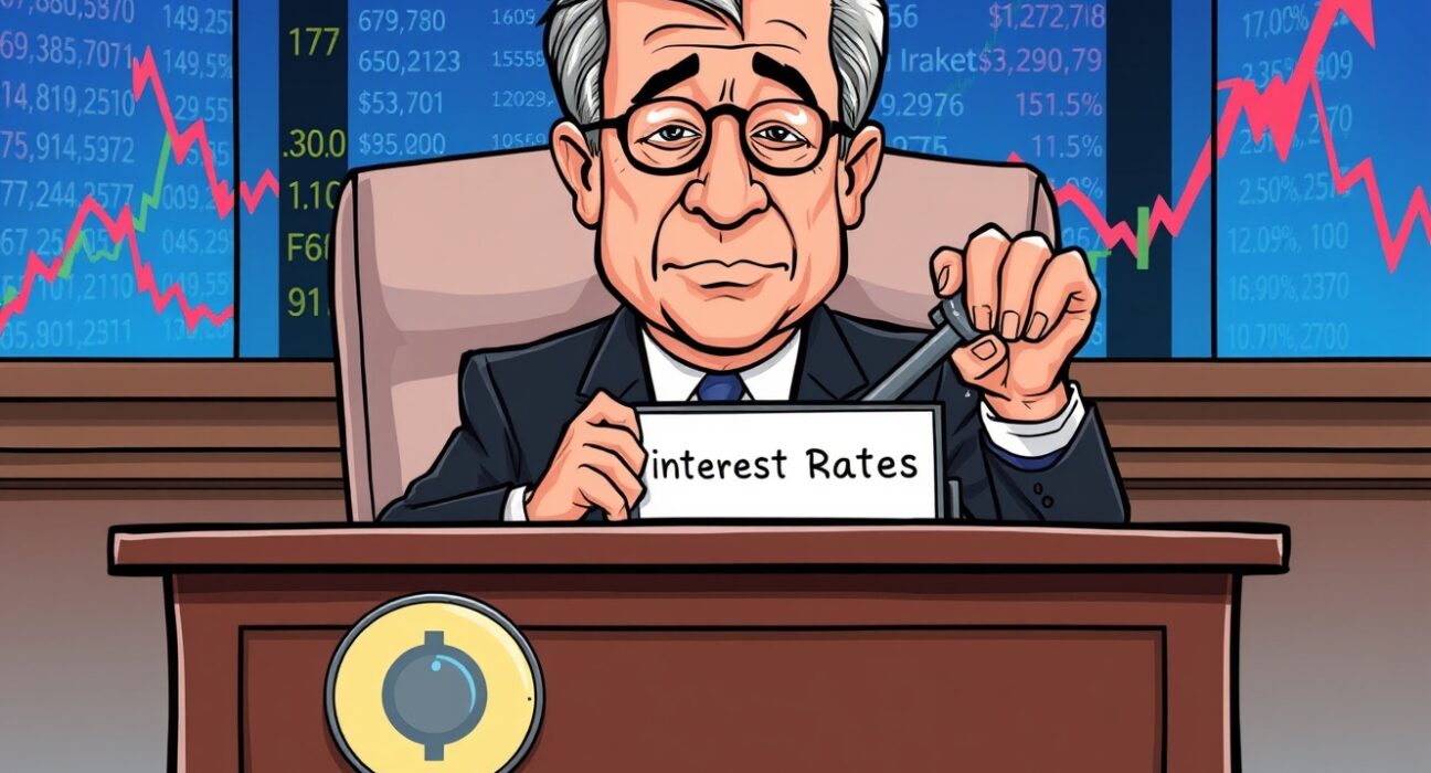 Jerome Powell manages economic risks with a Fed rate cut, signaling cautious financial policy for market stability.