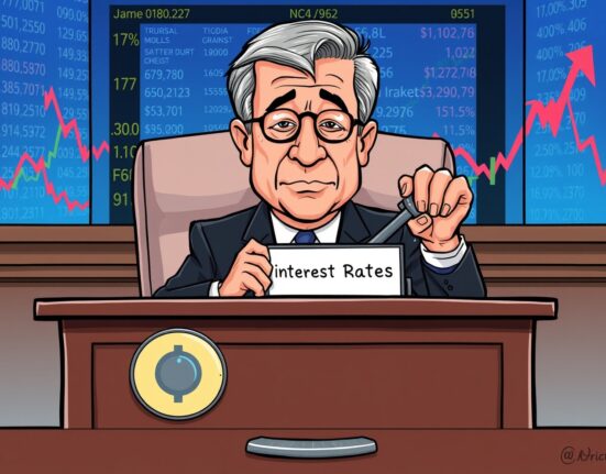 Jerome Powell manages economic risks with a Fed rate cut, signaling cautious financial policy for market stability.