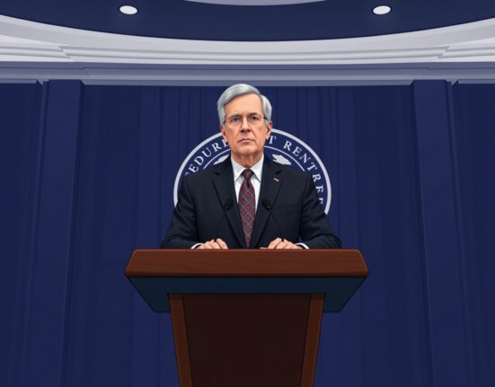 Jerome Powell at final FOMC meeting press conference announcing Fed Chair transition