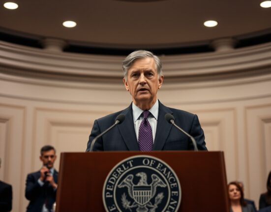 Federal Reserve Chair Jerome Powell delivering monetary policy speech at the Eccles Building