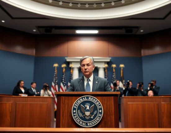 Federal Reserve Chair Jerome Powell speaking at a press conference in Washington, D.C.