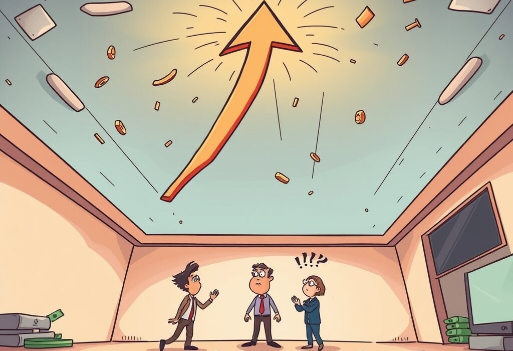 Cartoon illustrating an unexpected PPI rise impacting the US economy, highlighting surprising inflationary pressures.