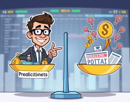 A cartoon illustration demonstrating prediction markets' superior accuracy over traditional media, as argued by Vitalik Buterin.