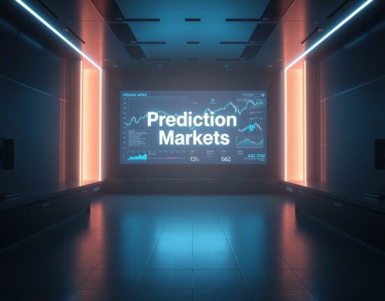 Digital display showing prediction market charts in a modern trading environment