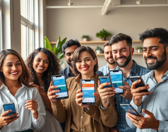 Retail traders using smartphones to place small, frequent trades on a prediction market platform, illustrating the shift toward individual user trading.