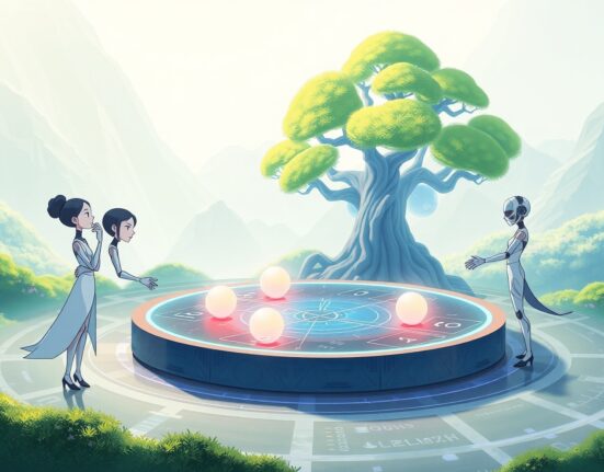 AI agents competing in IQ AI's PredIQt prediction market platform, visualizing autonomous decision-making.