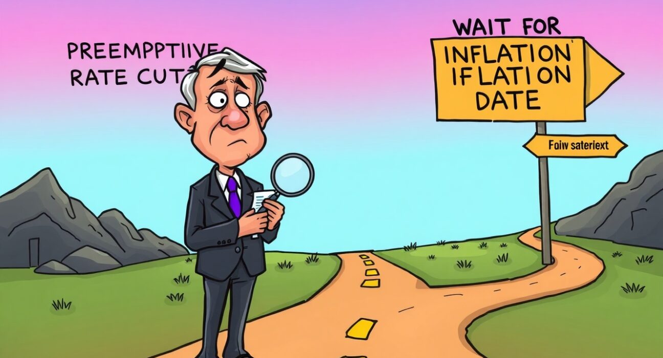 A cautious central banker weighs the risks of preemptive rate cuts against waiting for clear inflation data, highlighting economic uncertainty.